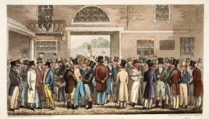 Lundi après le Grand St Leger, ou les Héros du Turf Payant et Recevant à Tattersalls, de The English Spy - Isaac Robert Cruikshank