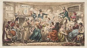 Le Buff Club au Pig and Whistle, Avon Street, Bath, de The English Spy, pub. Londres, 1824 - Isaac Robert Cruikshank