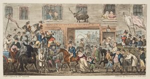 La Procession Comique de The English Spy, Gloucester à Berkeley - Isaac Robert Cruikshank