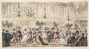 Le bal costumé aux Upper Rooms, Bath, de The English Spy, publié à Londres, 1824 - Isaac Robert Cruikshank