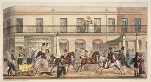 La Grande Rue, Cheltenham, de The English Spy, pub. 1824 - Isaac Robert Cruikshank