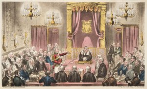 La Chambre des Lords en grand débat, de The English Spy, pub. 1824 - Isaac Robert Cruikshank