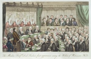 La première apparition de Dick Gradus parmi les dignitaires de Westminster Hall, publié en 1824 - Isaac Robert Cruikshank