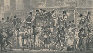Devant White Horse Cellar, Piccadilly, 1821 - Isaac, Robert and George Cruikshank
