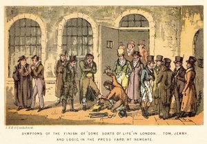 Symptômes de la fin de certains types de vie à Londres, Tom, Jerry et Logic, dans la cour de presse, à Newgate