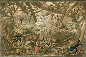 La chute du théâtre de New Brunswick, 28 février 1828 - Isaac, Robert and George Cruikshank