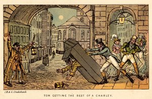 Tom prenant le dessus sur un Charley - Isaac, Robert and George Cruikshank