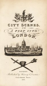 Page de titre calligraphique avec vignette de la ville de Londres avec la cathédrale Saint-Paul