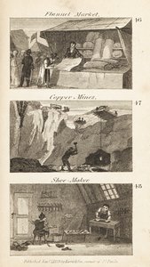 Métiers en Angleterre Régence : marché de la flanelle, mines de cuivre et cordonnier - Isaac Taylor