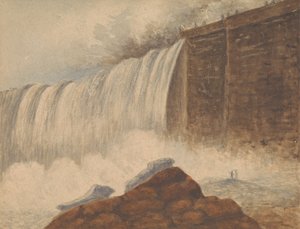 Vue des Chutes du Niagara avec Deux Figures sur un Rocher au Premier Plan à Droite - Isaac Weld