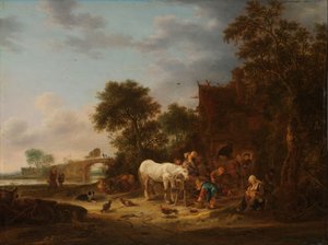 Auberge de campagne avec un cheval à l