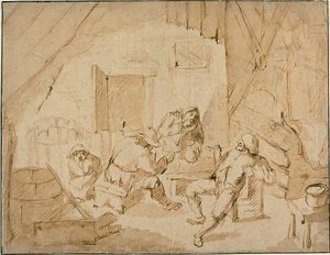 Les paysans boivent - Isaac van Ostade