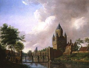Vue de la Kleine Houtpoort, Haarlem - Isaac Ouwater