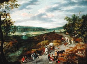 Des voleurs attaquant un convoi de voyageurs, 1656