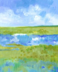 Paysage abstrait vert-bleu