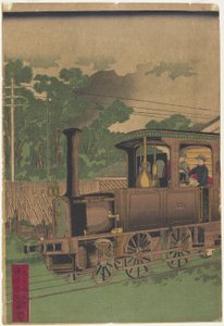 Locomotive à vapeur à Tokyo, après 1872 - Iseya Kanekichi