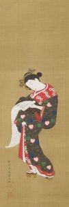 Junge Frau liest eine Schriftrolle - Ishikawa Toyonobu