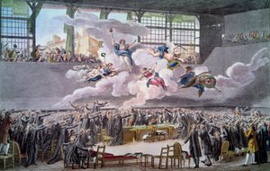 Révolution française : Le serment du Jeu de Paume le 20 juin 1789. Les députés jurent de ne pas se séparer avant qu