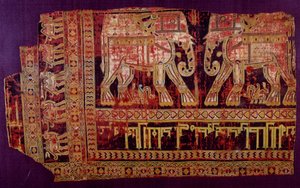 Art islamique : Suaire de Saint Josse. Tissu de soie, 901 après J.-C. De l