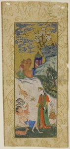 Layla rendant visite à Majnun dans le désert, page d