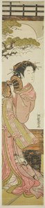 Courtisane jouant du tambour à main - Isoda Koryusai