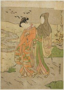 Oies descendant sur la rivière Sumida, de la série "Huit vues de la prospérité dans le village oriental"