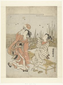 Jeune homme et jeune fille regardant des lucioles - Isoda Koryusai
