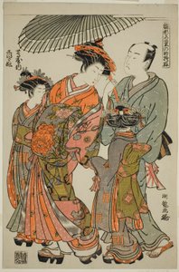 Shioginu de Tsutaya, de la série "Modèles pour la mode : nouveaux designs aussi frais que de jeunes feuilles (Hinagata wakana no hatsu moyo)" - Isoda Koryusai