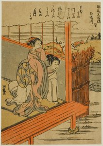 Rivière Tamashima dans la province de Hizen (Tamashimagawa, Hizen), de la série "Miroirs à la mode des lieux célèbres (Furyu meisho kagami)" - Isoda Koryusai