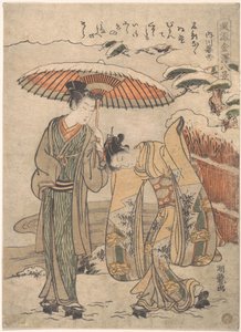Neige du soir à Uchikawa - Isoda Koryusai