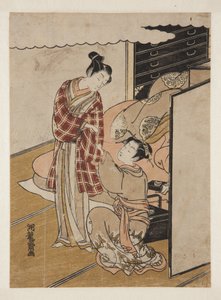 Femme tenant la manche de son amant - Isoda Koryusai