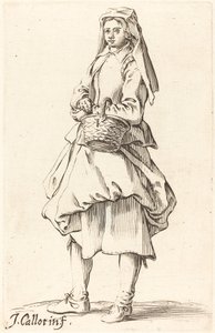 Paysanne avec panier, face à gauche - Israel Henriet after Jacques Callot