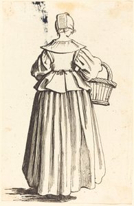 Paysanne avec panier, vue de dos