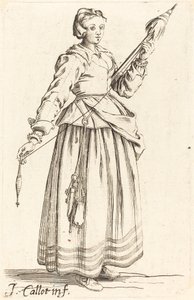 Jeune femme avec quenouille, face à droite - Israel Henriet after Jacques Callot