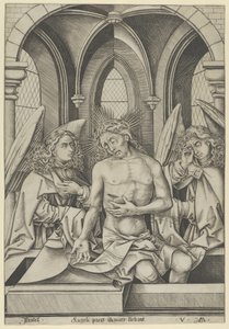 Le Christ en homme de douleurs entre deux anges