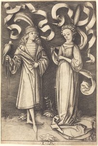 Le fauconnier et la noble dame - Israhel van Meckenem