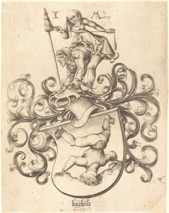Blason avec garçon acrobate - Israhel van Meckenem after Master of the Housebook