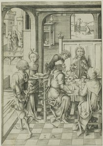 Le Christ à Emmaüs - Israhel van Meckenem the younger