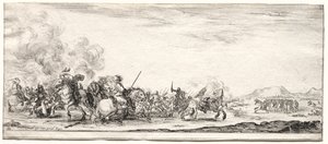 Paix et guerre : escarmouche de cavalerie - Israël Henriet