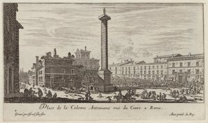 Place de la Colonne Antoniane rue du Cours à Rome - Israël Silvestre