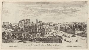 Vue du Campo Vaccino et Colisée à Rome