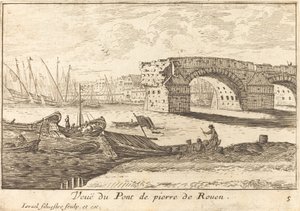 Vue du Pont de pierre de Rouen - Israël Silvestre