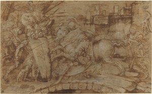 Horatius Cocles défendant Rome - Italian 16th Century or Master of the Victoria and Albert Diableries