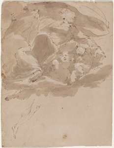 Dieu le Père avec des anges - Italian 17th Century