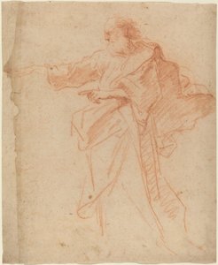 Homme barbu debout pointant vers la gauche - Italian 17th Century