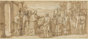 La rencontre de San Carlo Borromeo et San Filippo Neri - Italian 17th Century