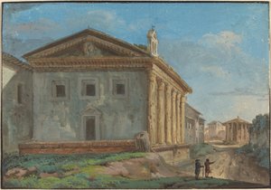 Tempio della Fortuna Virile avec le Tempio di Vesta au loin - Italian 18th Century