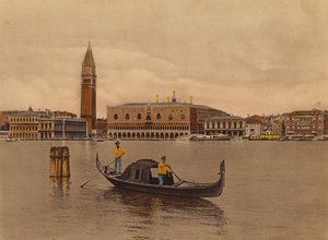 Venise / Venise : Panorama et Gondole (photo couleur)