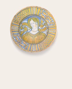 Un plat Bella Donna en or-lustre de Deruta, vers 1500-30 - Italian School
