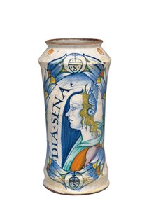 Un albarello en majolique de Deruta "Bella Donna", vers 1510-20